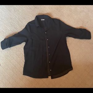 Black mesh button down long sleeve